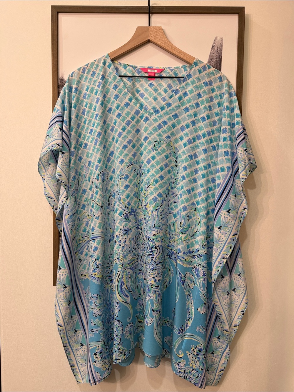 🩵Lilly Pulitzer LindaMarie Silk Caftan Dress Bondi Blue🩵 - Picture 2 of 6